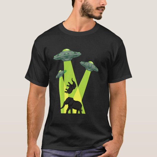 Ufo Sci Fi Alien Believer Elephant Abduction Anima T-shirt (Voorkant)