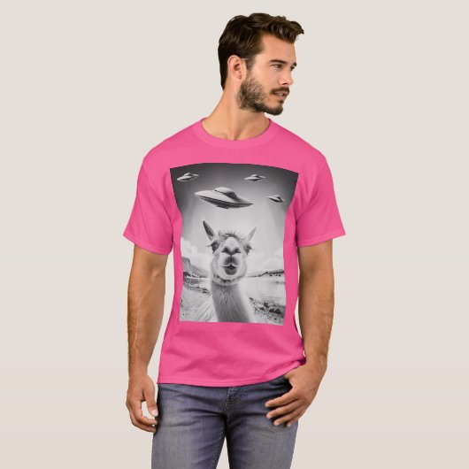 Ufo Selfie Llama T-shirt (Voorkant volledig)