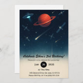 UFO & Space Station Galaxy Illustration Birthday  Kaart (Voorkant / Achterkant)