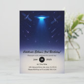 UFO Spotlight Meteor Ruimte Illustratie Verjaardag Kaart (Staand voorkant)