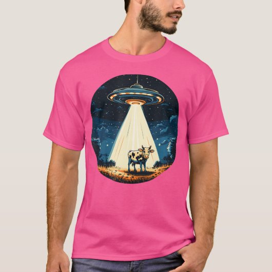 UFO straalt een Koe uit voor Alien Adventures for  T-shirt (Voorkant)