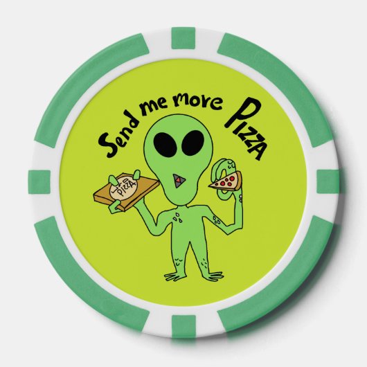 UFO- Stuur me pizza cartoon Poker Chips (Voorkant)