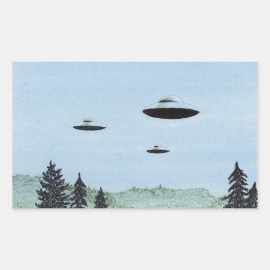 UFO Trio Rechthoekige Sticker (Voorkant)