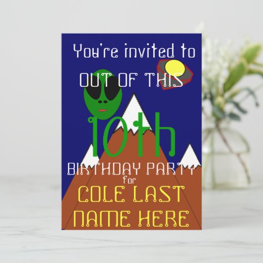 UFO - uitnodiging voor Alien Birthday (Staand voorkant)