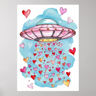 UFO van de Liefde – Hart Shower Poster