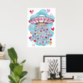 UFO van de Liefde – Hart Shower Poster (Thuiskantoor)