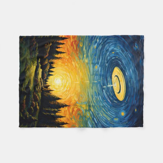 UFO van Van Gogh Fleece Deken (Voorkant (Horizontaal))