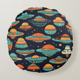 UFO vintage kunst Rond Kussen