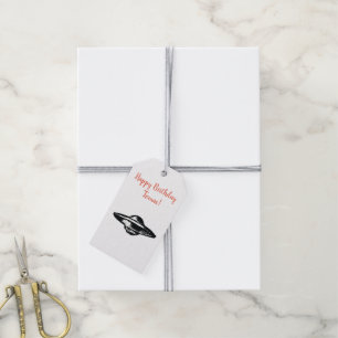 UFO vliegende schotel Cadeaulabel