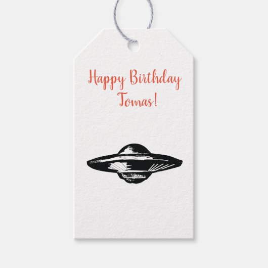 UFO-vliegensauw Cadeaulabel (Voorkant)