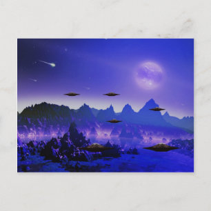 UFO-vliegobject in de ruimte Briefkaart