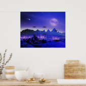 UFO-vliegobject in de ruimte Poster (Keuken)