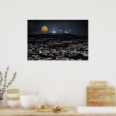 UFO-vliegobject in de ruimte Poster (Keuken)