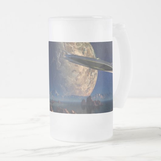 UFO-vreemde wereld - SciFi-landschap Matglas Bierpul (Voorkant rechts)