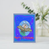 UFO, vrolijk kerstfeest, Briefkaart voor feestdag  (Staand voorkant)
