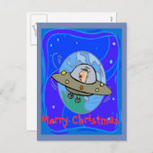 UFO, vrolijk kerstfeest, Briefkaart voor feestdag  (Voorkant / Achterkant)