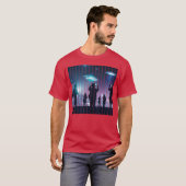 UFO-waarneming in de stad vrienden T-shirt (Voorkant volledig)