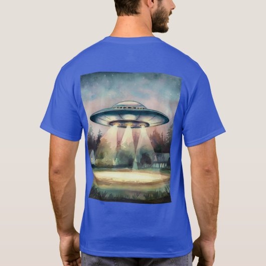 UFO-waarneming Waterverf Schilderij T-shirt (Achterkant)