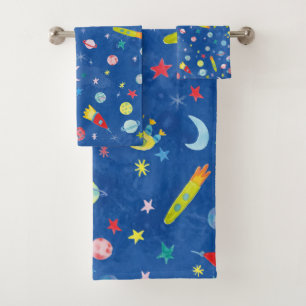 UFO-Waterverf voor buitentarktpatroon Bad Handdoek