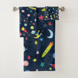 UFO-Waterverf voor buitentarktpatroon Bad Handdoek