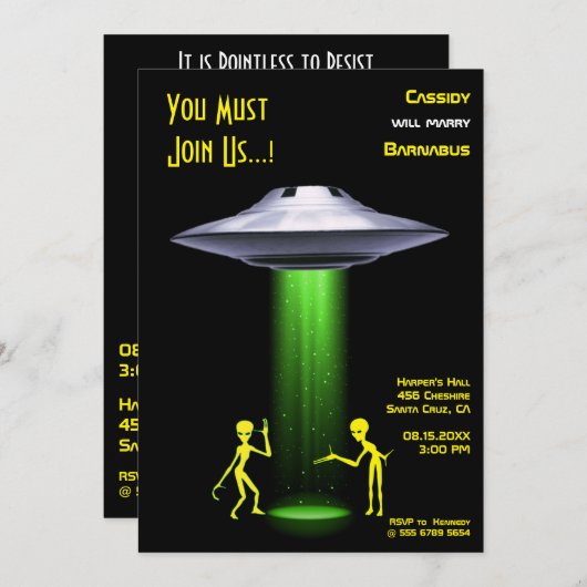 UFO Wedding 🛸 Grappig Buitenaards Kaart (Voorkant / Achterkant)