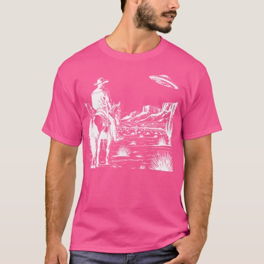 UFO Westerne Retro Cowboy T-shirt (Voorkant)