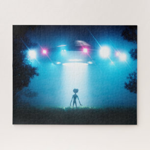 UFO Zwevende Buitenaardse Bezoeker ET is Thuis Sci Legpuzzel
