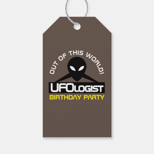 UFOlogist Party, Birthday Cadeaulabel (Voorkant)