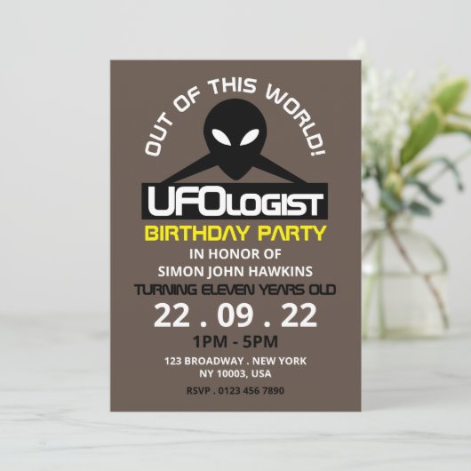 UFOlogist Party, Birthday Kaart (Staand voorkant)