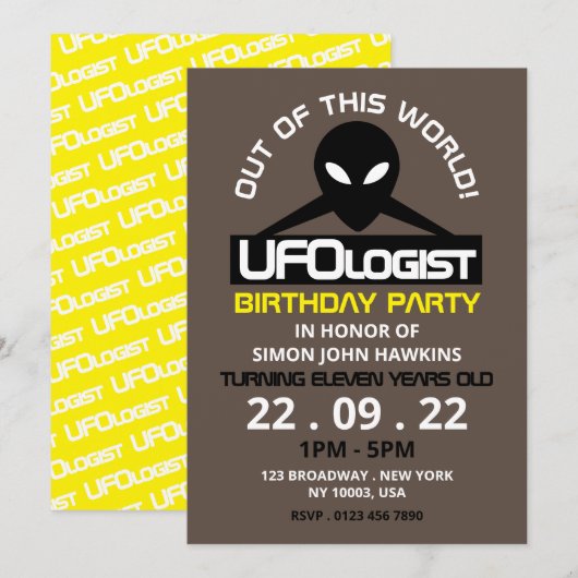 UFOlogist Party, Birthday Kaart (Voorkant / Achterkant)