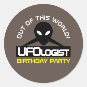UFOlogist Party, Birthday Ronde Sticker