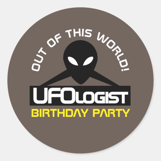 UFOlogist Party, Birthday Ronde Sticker (Voorkant)