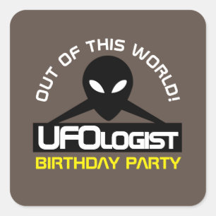 UFOlogist Party, Birthday Vierkante Sticker