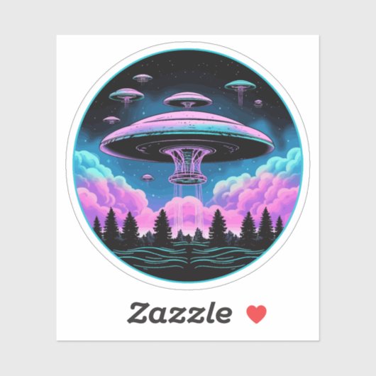 UFO's buitenaardse invasie esthetisch Sticker (Vel)
