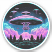UFO's buitenaardse invasie esthetisch Sticker (Voorkant)