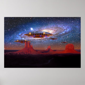 UFO's over Monument Valley Poster