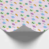 UFO's, planeten, sterren en Galaxy Naadloos Ontwer Cadeaupapier (Hoek)