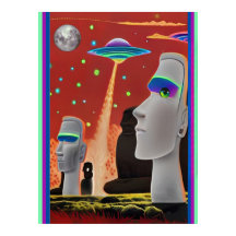 UFO's verplaatsen de Moai