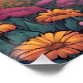 UFO's vliegen over het bloemenveldlandschap Perfect Poster (Hoek)