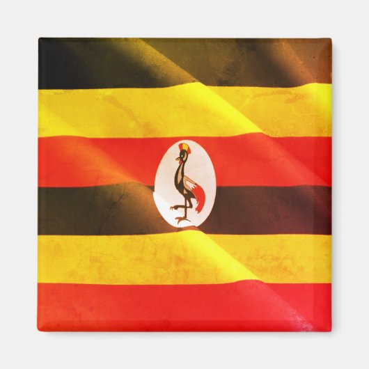 UG002 UGANDA, Waving Flag. Afrika, Fridge Magneet (Voorkant)