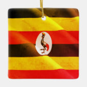 UG002 UGANDA, Waving Flag. Afrika, Keramisch Ornament (Voorkant)