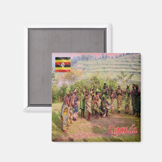 UG003 UGANDA, Batwa, Afrika, Fridge Magneet (Voorkant / Achterkant)