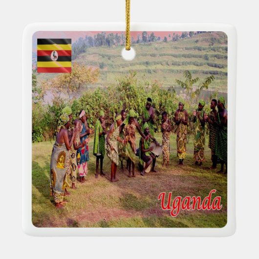 UG003 UGANDA, Batwa, Afrika, Keramisch Ornament (Achterkant)