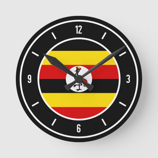 Uganda Flag Elegant Ronde Klok (Voorkant)