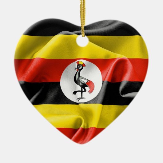 Uganda Flag Heart Ceramic Kerstmis Ornament (Voorkant)