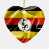 Uganda Flag Heart Ceramic Kerstmis Ornament (Achterkant)