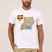 Uganda Flag Heart en Map T-Shirt (Voorkant)
