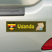 Uganda Flag Heart + Map Bumpersticker (Op auto)