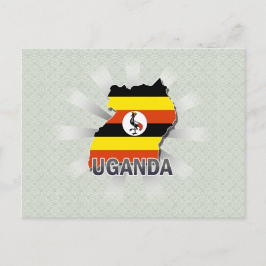 Uganda Flag Map 2.0 Briefkaart (Voorkant)