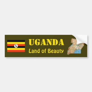 Uganda Flag + Map Bumpersticker